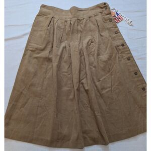 Vintage Sag Harbor II Corduroy Midi Skirt Womens 36 NWT Tan USA Button Side